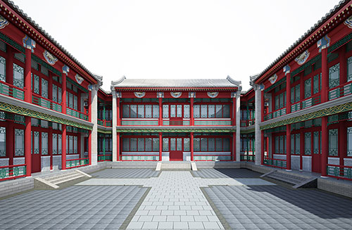 丰县北京四合院设计古建筑鸟瞰图展示