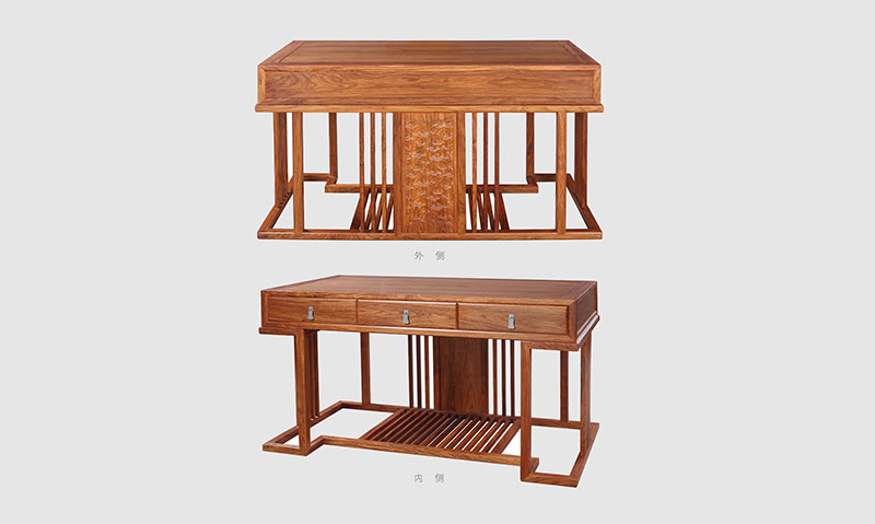 丰县 别墅中式家居书房装修实木书桌效果图